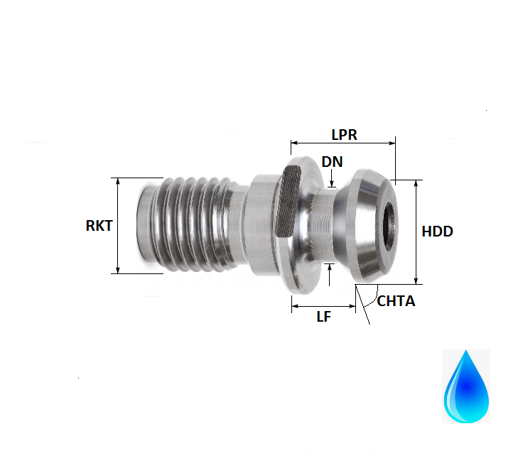 Mazak 50, M24 Thread Hollow Through Coolant Pull Stud Sealed (without O-Ring)